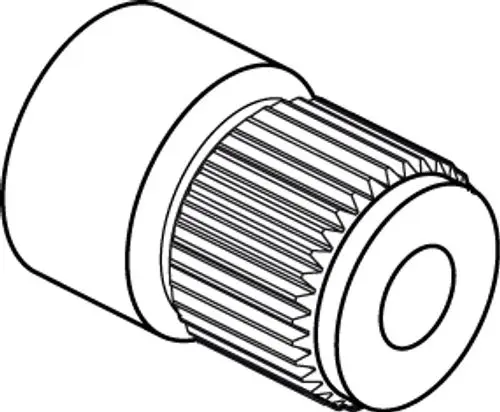 Griffadapter von Ideal Standard, konisch mit geriffeltem Rand und rundem Ende, für die Montage an Thermostaten vorgesehen.